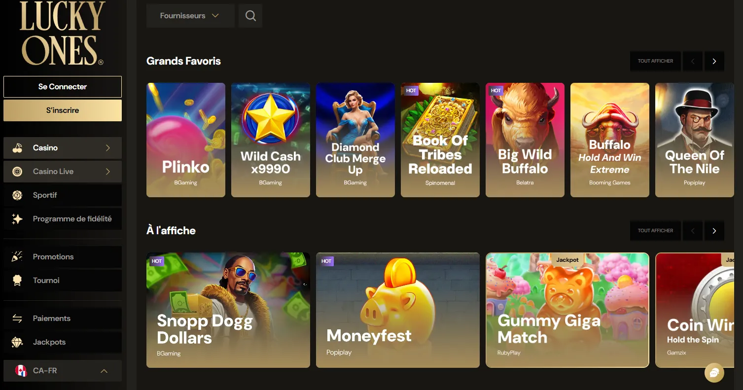 Jeux slots populaires casinos légaux QC